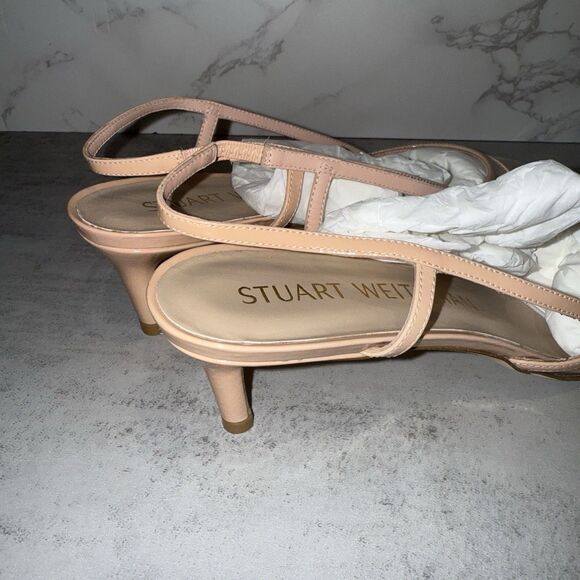 Stuart Weitzman Womens Mondrian 50 Slingback Poudre/Clear 9 B $450 Retail - Picture 9 of 12